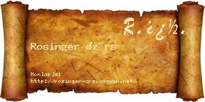 Rosinger Örs névjegykártya
