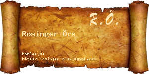 Rosinger Örs névjegykártya